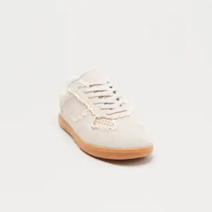 Trim Faux Suede Sneakers - Cream