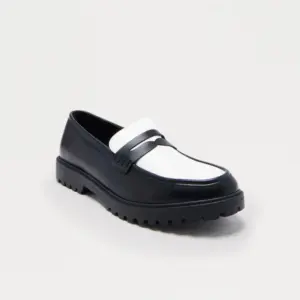 Block Slip On Loafers - Black & White