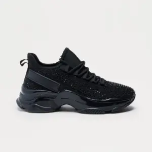 Rhinestone Platform Sneakers - Black