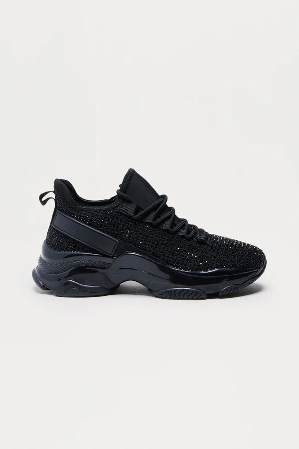 Rhinestone Platform Sneakers - Black