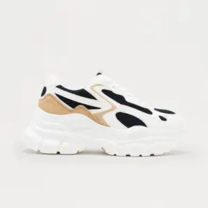 Avan Lace Up Platform Sneakers - White & Black