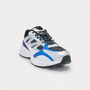 Lace  Sneaker - White & Blue